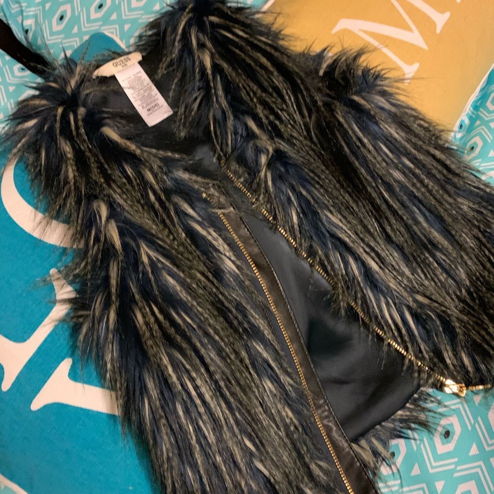 Guess Girls size medium faux fur vest